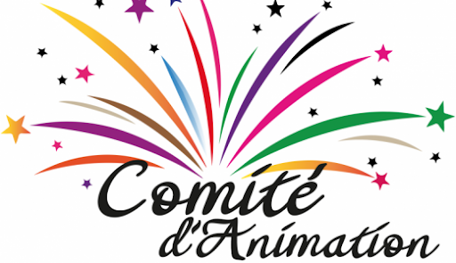 Logo du Comité d'animation : gerbe de feu d'artifice multicolore au-dessus du nom manuscrit.